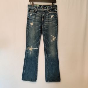 7 For All Mankind Organic Distressed Blue Jeans